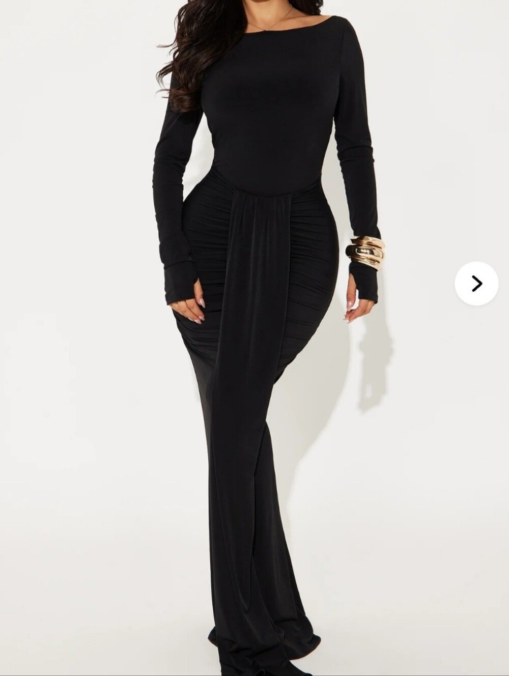 Fashion Nova Boatneck & Front Drape Detail Maxi Dress
